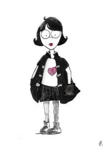 Original Kunstwerk Malerei Portrait Illustration Editorial Heike Kurtenbach »Me And My Burton Heart«