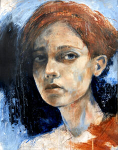 Heike Kurtenbach Original ausdrucksstarkes Porträt einer androgynen Person Kunstwerk Malerei Portrait Art