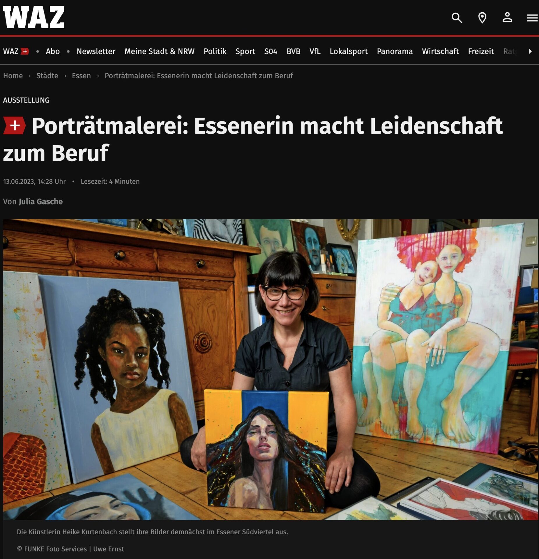 Portrait Künstlerin Heike Kurtenbach in der WAZ