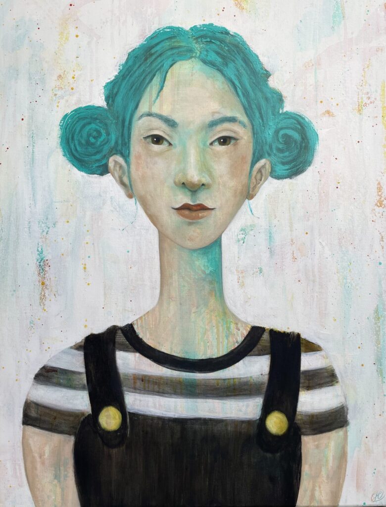 Original Kunstwerk Portrait Malerei Heike Kurtenbach »Fiona« 60 x 80 cm | Acryl auf Leinwand | 2026