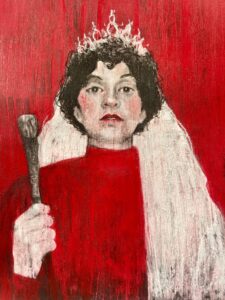 Portrait. Porträt Malerei. Heike Kurtenbach "The Empress (Jenell IX)" (2026) | Kohle und Acryl auf Papier | 21 x 21 cm