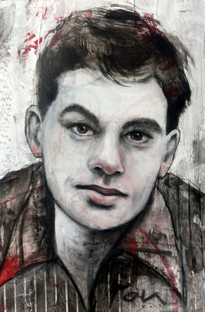 Portrait eines jungen Herrn von Heike Kurtenbach Intuitive art, Portrait, porträt, contemporary art. art for sale, portrait artist, porträtmalerei, moody art, kunst