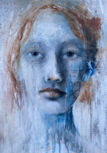 Intuitive Portrait. Porträt Malerei. Intuitive Malerei Heike Kurtenbach "Majesty" (2026) | Kohle und Acryl auf Papier | DIN A3