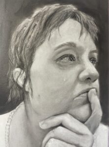 Original Kunstwerk Portrait Malerei Heike Kurtenbach »Sofi« realistische Malerei Kohle und Pastellkreiden auf getöntem Papier | DIN A4 aus dem Jahr 2026. Portraitmaler Realistische Porträt Malerei Portraitzeichnung
