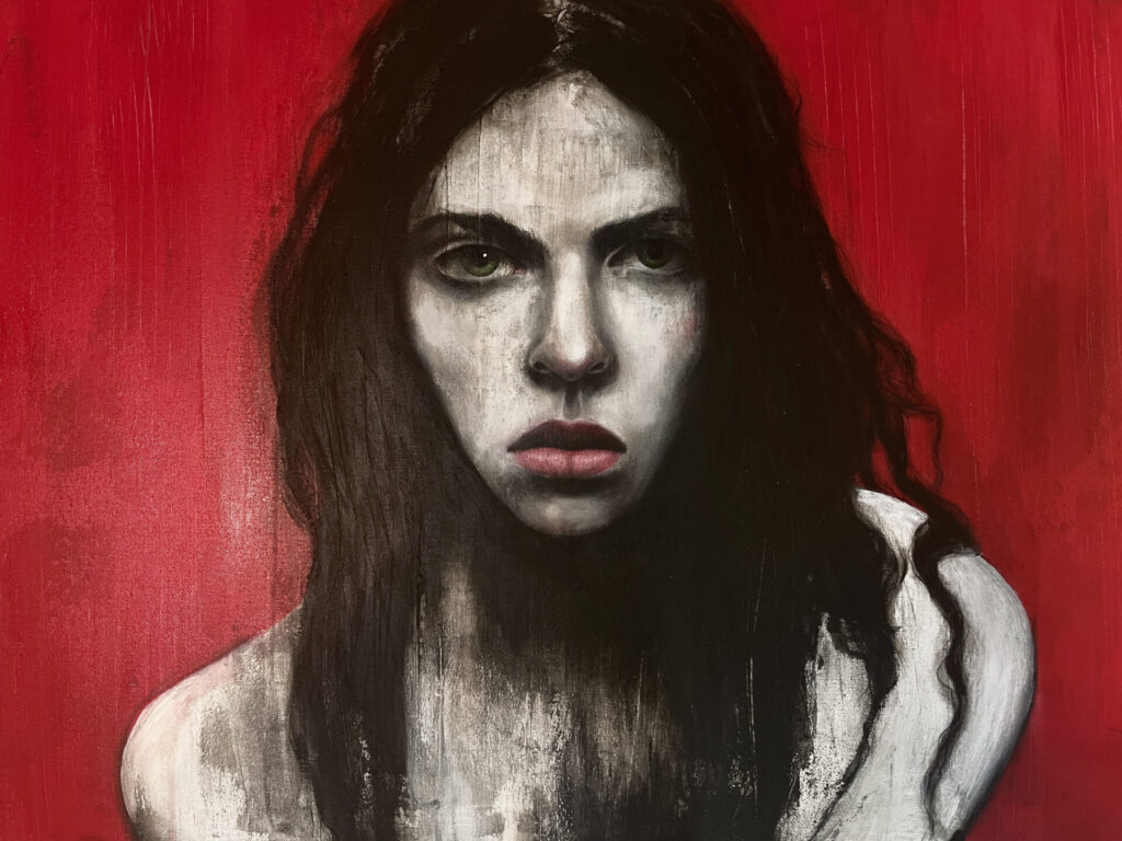 Dark art, Portrait, porträt, contemporary art. art for sale, Heike Kurtenbach, portrait artist, porträtmalerei, moody art